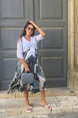 Queencii – Sophia Pleated Skirt Multicolor