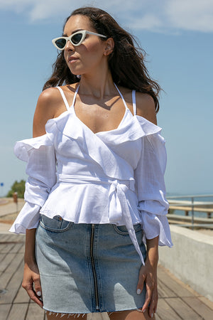 Runaway - Hunter Wrap Top White