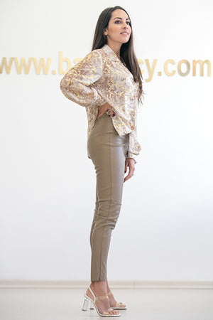 NA-KD - PU Zipper Pants Brown