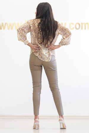 NA-KD - PU Zipper Pants Brown