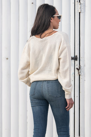 NA-KD Trend - V-Neck Overlap Knitted Sweater White