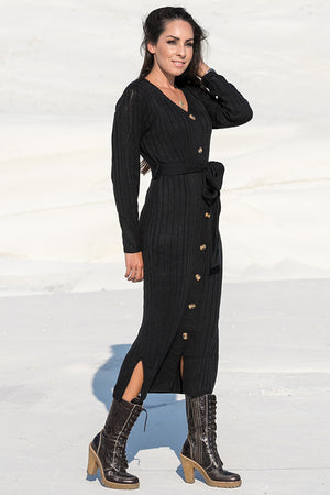 Queencii – Miria Button Down Cardigan – Dress Black