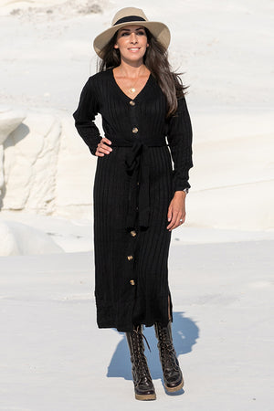 Queencii – Miria Button Down Cardigan – Dress Black