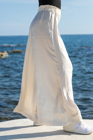 Queencii – Emma Wide Leg Pants Off White