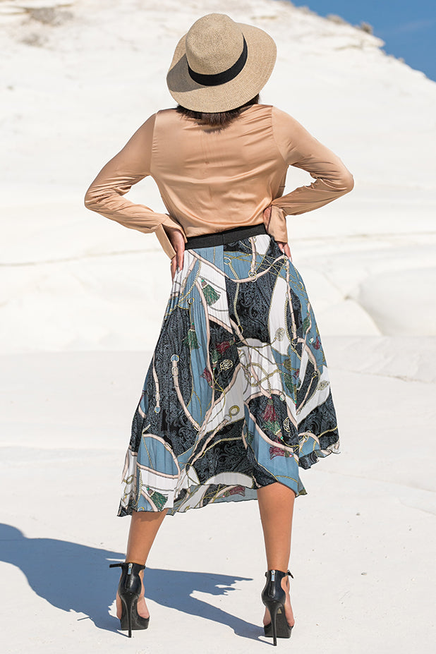 Queencii – Sophia Pleated Skirt Multicolor