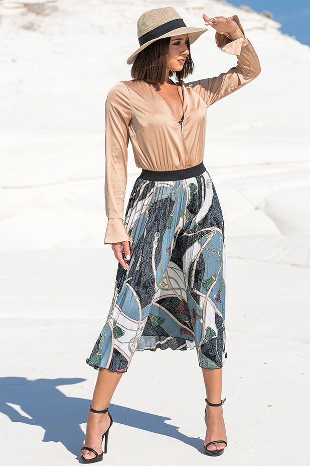 Queencii – Sophia Pleated Skirt Multicolor