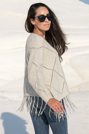 Queencii – Ava Tassel Sweater Grey