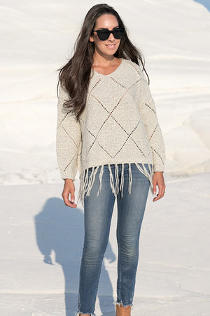 Queencii – Ava Tassel Sweater Grey