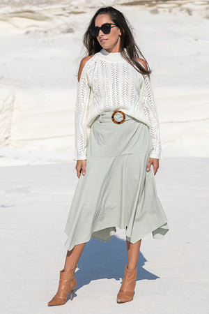 Queencii – Adele Cold Shoulder Sweater White