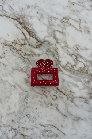 Sun Sea & Roses - Hair Clip Red Small Heart Strass