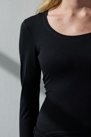 Ichi - Basic Long Sleeve Top Black