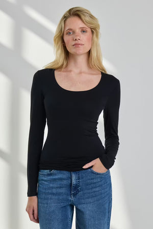 Ichi - Basic Long Sleeve Top Black