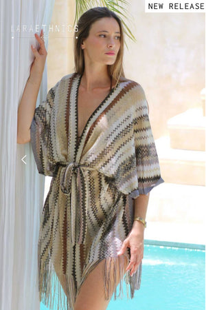 Lara Ethnics - Kimono Sparkle Brown