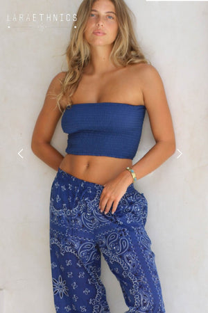 Lara Ethnics - Trousers Bandana Blue Denim