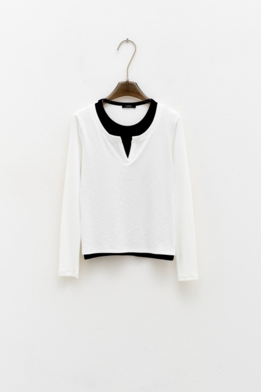 Lumina - Basic Top Double Color White