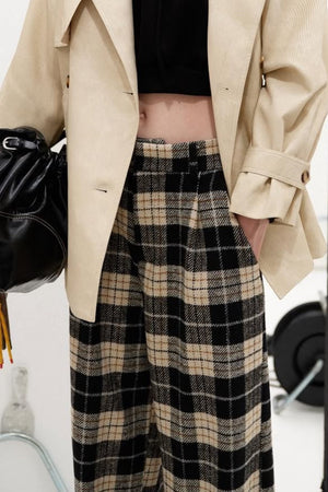 Lumina - Trousers Checked Black and White