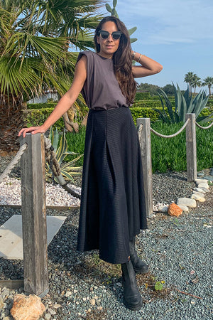 Sun Sea & Roses – Harmonia High Waist Long Skirt Black