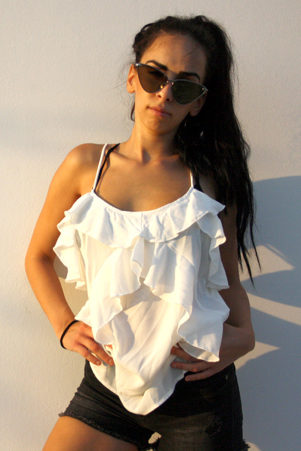 White ruffle cami sale