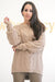NA-KD - Cable Knitted Ribbed Sleeve Sweater Beige