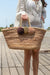 Queencii – Ella Pom Pom Beach Straw Tote Bag Beige Multicolor