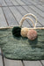 Queencii – Ella Pom Pom Beach Straw Tote Bag Green Multicolor