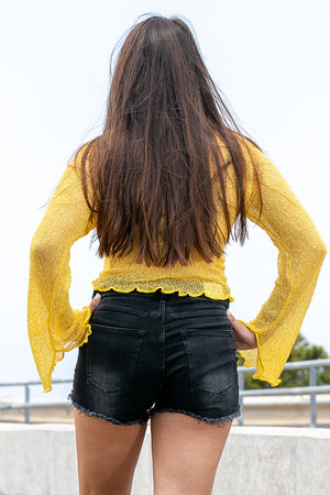 Queencii - See Through Top Yellow