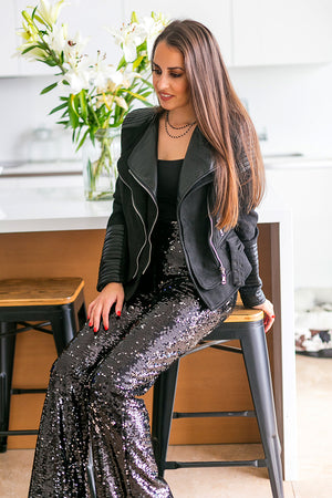 NA-KD - Sparkle It Up Trousers Dark Silver