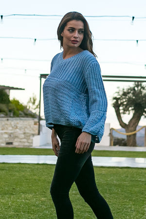 Baby blue wide sleeve relaxed sweater