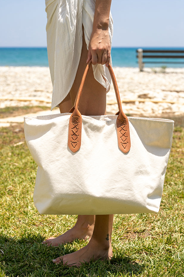 Sun Sea & Roses – Beach Bag Beige