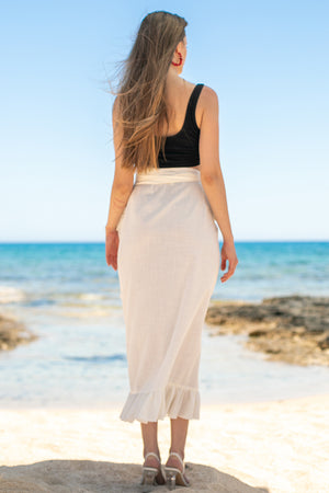 Sun Sea & Roses – Astraea Wrap Ruffle Skirt White