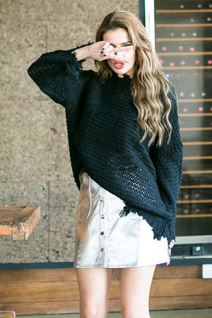 Distressed knitted sweater 