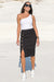 Queencii – Laura Knitted Button Down Pencil Skirt Black