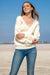 Queencii – Emillie Lace V Collar Sweater White