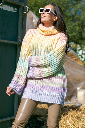 NA-KD - Wide Sleeve Cable Knitted Sweater Multicolor