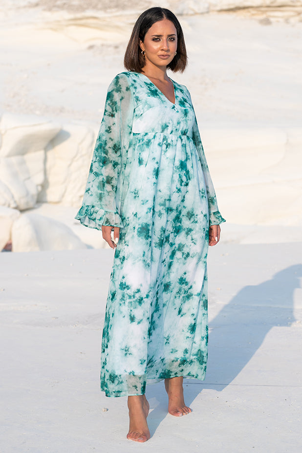 NA-KD | Tie Dye Maxi Dress Green | Bazics CY - BAZICS CY NA-KD | Tie Dye Maxi Dress Green | Bazics CY - BAZICS CY