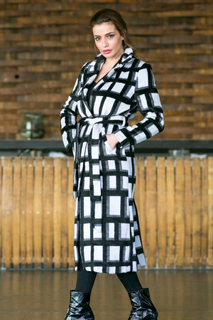 NA-KD - Checked Coat Black & White