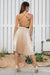 Queencii – 65cm Long Glow Night Metallic Pleated Long Skirt Gold