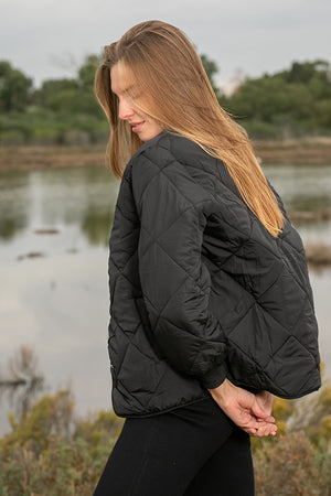Queencii – Marion Quilted Jacket Black