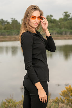 Sun Sea & Roses – Pienza Ribbed Shirt Black