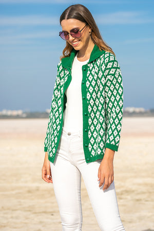 Queencii – Zelie Short Cardigan Green