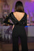 Queencii – Chicago Shoulder Beaded Velvet Bodysuit Black