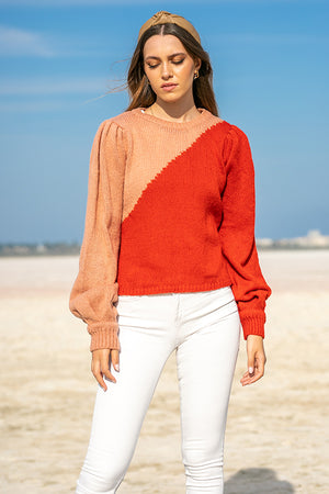 Queencii – Celena Knitted Sweater Red & Pink