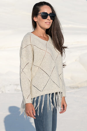Queencii – Ava Tassel Sweater Grey