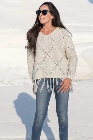 Queencii – Ava Tassel Sweater Grey